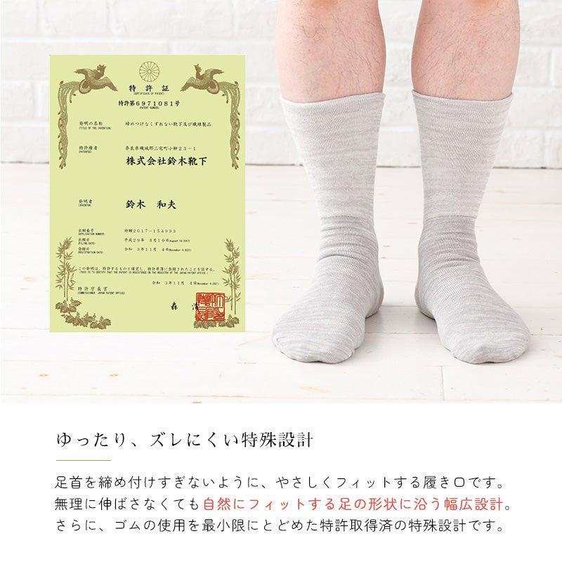 ズレにくい設計、特許取得済